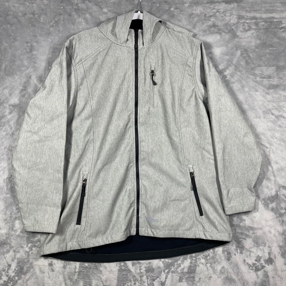 Berne Workwear Women's 2XL Gray Hooded Softshell Jacket‎ Full Zip Fleece Lined